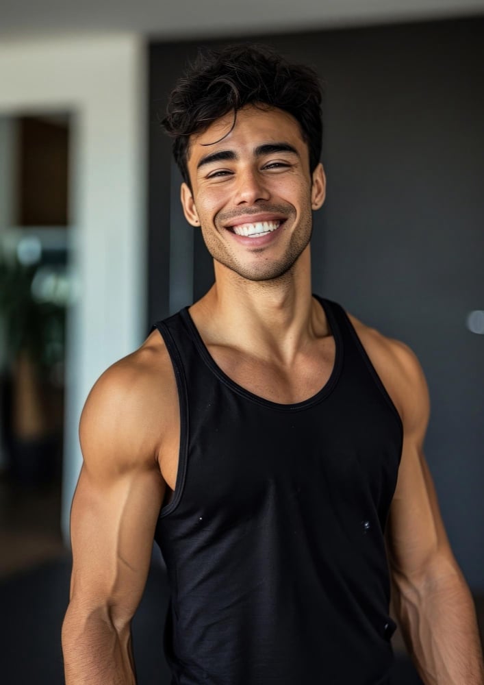 Una joven y fuerte sugar baby de México se ríe a carcajadas.